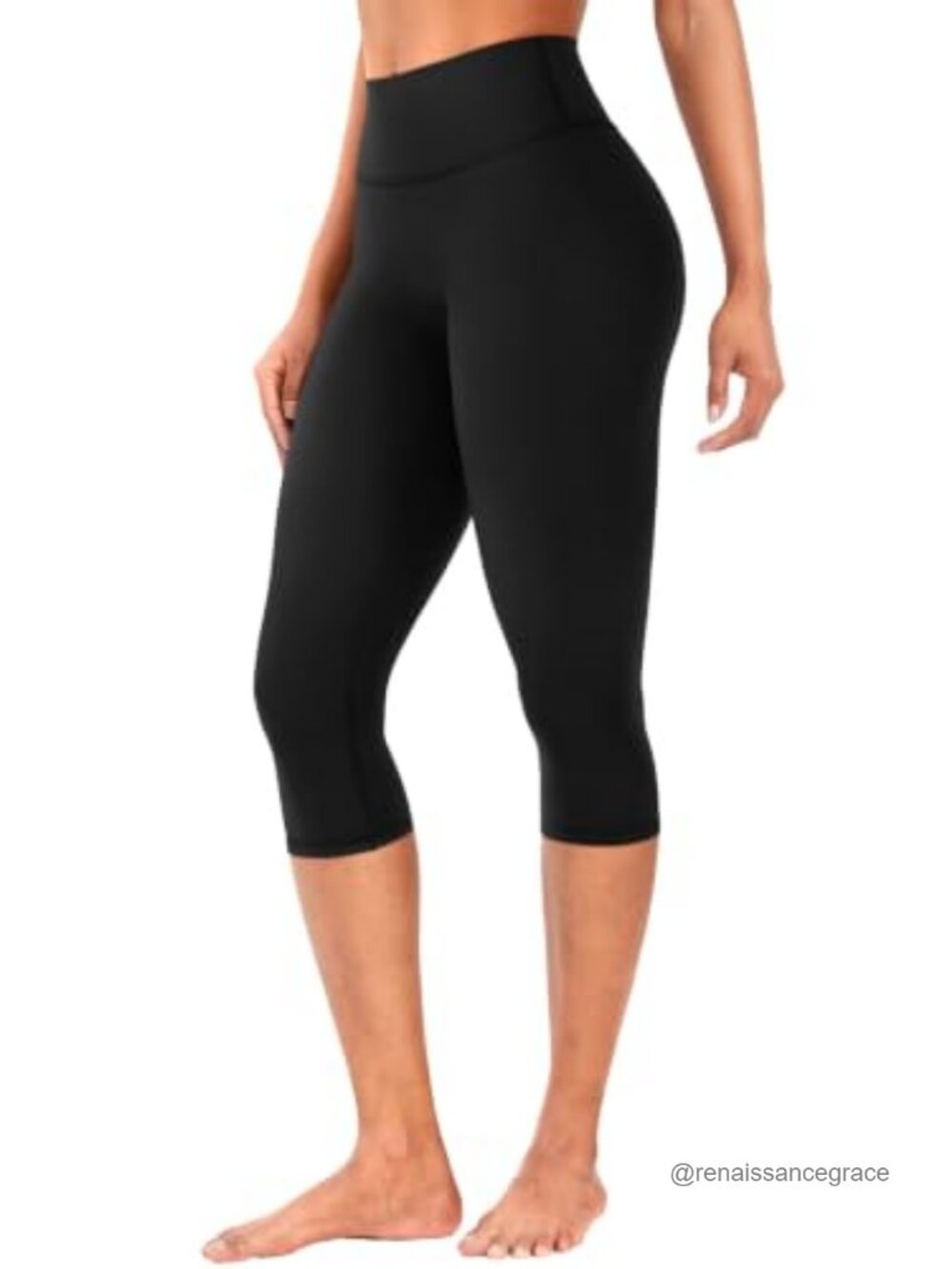Women's High Stretch Nylon Spandex Capri Leggings Hidden Scrunch Yoga Pants